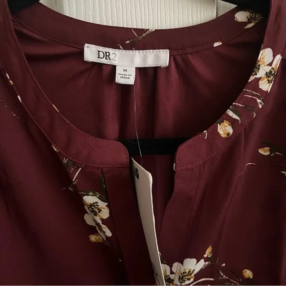 5 for $25! Dr2 Floral Burgundy Dress - Picture 3 of 5
